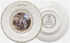 Margaret Thatcher Personally Owned Set of 8 Christmas Dessert Plates -- From Her Time as Prime Minister