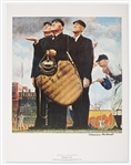 Norman Rockwell Signed Lithograph of His Famous Painting ''Tough Call'' -- Measures 19'' x 25''