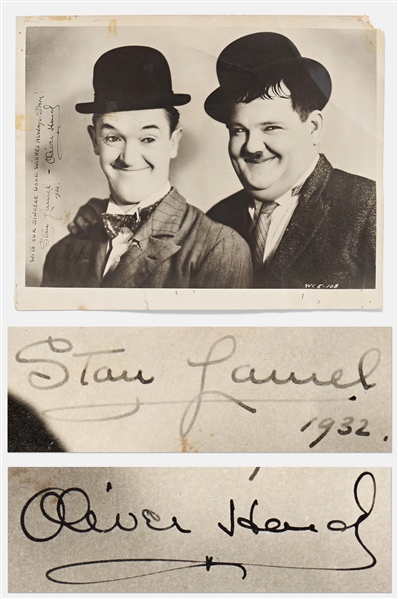 Laurel and Hardy Signed 8 x 10 Photo from 1932 -- With PSA COA