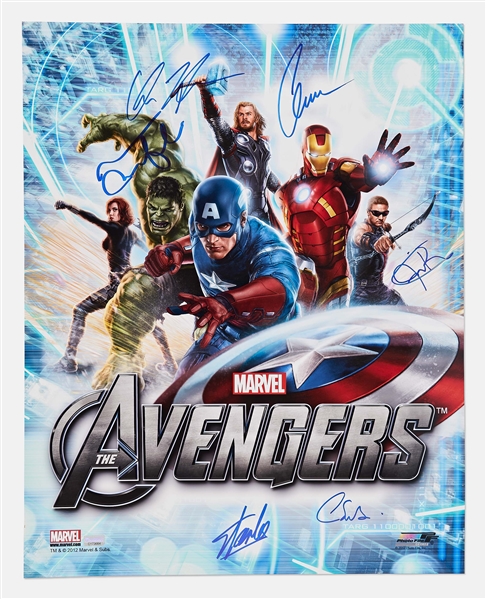 The Avengers Cast-Signed Poster -- Signed by Creator Stan Lee and 5 Cast Members of the 2012 Blockbuster Film