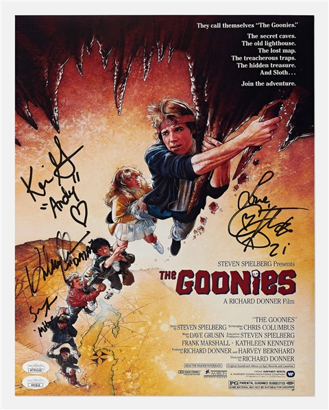 The Goonies Cast-Signed 14 x 11 Photo of the Poster -- With JSA COAs