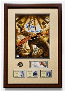 Jurassic Park Cast-Signed 11 x 14 Photo -- Signed by Sam Neill, Jeff Goldblum & Laura Dern