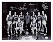 ''Hoosiers'' Cast-Signed 14'' x 11'' Photo -- Signed by Gene Hackman as ''Coach Dale'' as Well as 7 of the Players -- With JSA COA