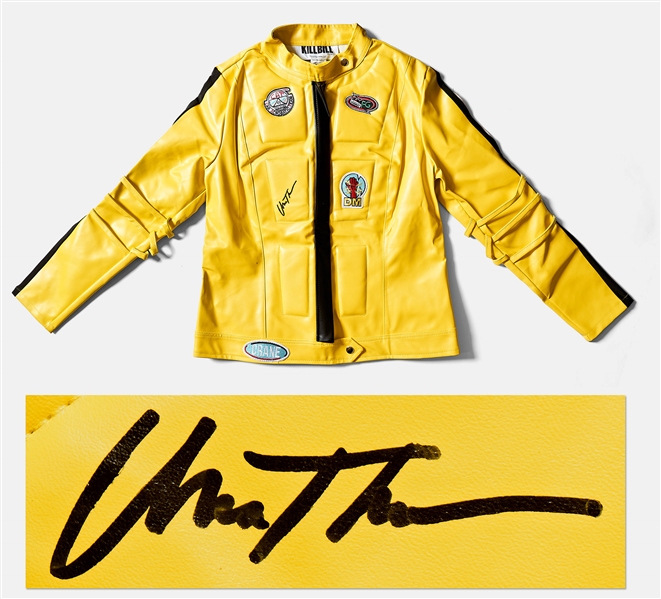 Yellow Leather Kill Bill Jacket Signed by Uma Thurman -- With Beckett COA