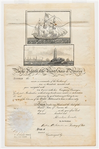 Abraham Lincoln Signed Ship's Passport -- Unaccomplished 