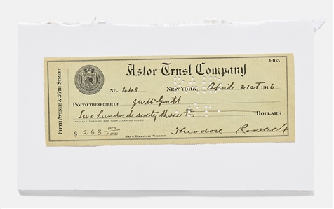 Theodore Roosevelt Handwritten & Signed Check -- With University Archives COA
