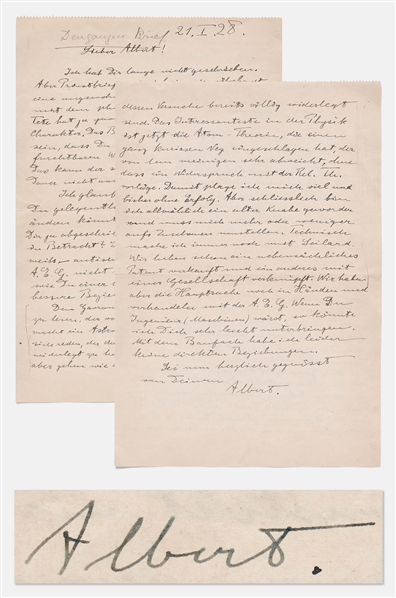 Exceptional Albert Einstein Autograph Letter Signed -- ...atomic theory...has taken a very curious path, one that differs greatly from mine, without contradicting the theory of relativity...