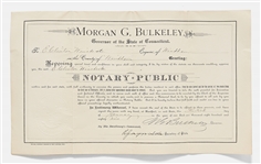 Morgan Bulkeley Document Signed as Governor of Connecticut -- Bulkeley Served as the First President of Baseball's National League in 1876