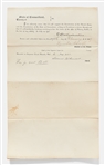 Morgan Bulkeley Document Signed as Governor of Connecticut -- Bulkeley Served as the First President of Baseball's National League in 1876