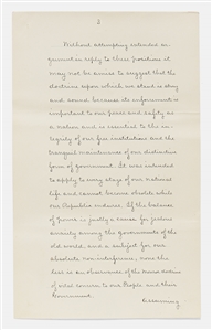 Grover Cleveland Signed Speech to Congress Addressing the Venezuelan Crisis of 1895 -- Cleveland Enforces the Monroe Doctrine for the First Time in U.S. History & Realigns Global Powers as a Result