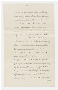 Grover Cleveland Signed Speech to Congress Addressing the Venezuelan Crisis of 1895 -- Cleveland Enforces the Monroe Doctrine for the First Time in U.S. History & Realigns Global Powers as a Result