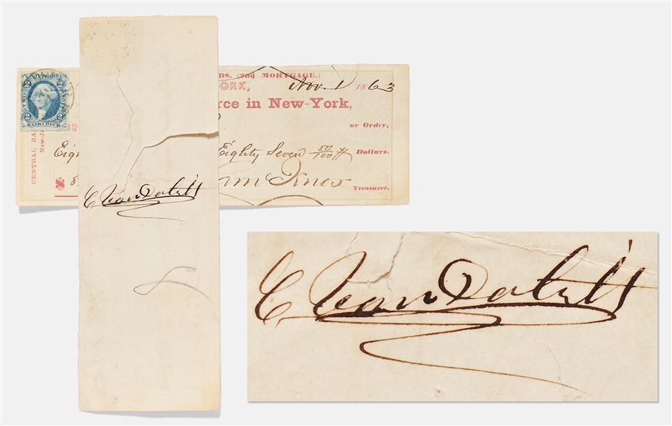 Cornelius Vanderbilt Endorsed Money Order from 1863