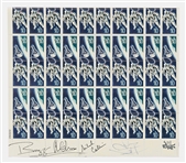 Apollo 11 Crew-Signed Full Sheet of ''Stamp Twins'' Project Gemini Stamps -- With Steve Zarelli COA