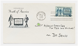 Dr. Seuss Hand-Drawn and Signed Sketch of a Green Egg from His Beloved Book ''Green Eggs and Ham''