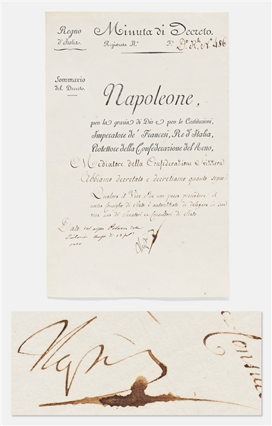 Napoleon Bonaparte Document Signed as King of Italy -- With PSA COA