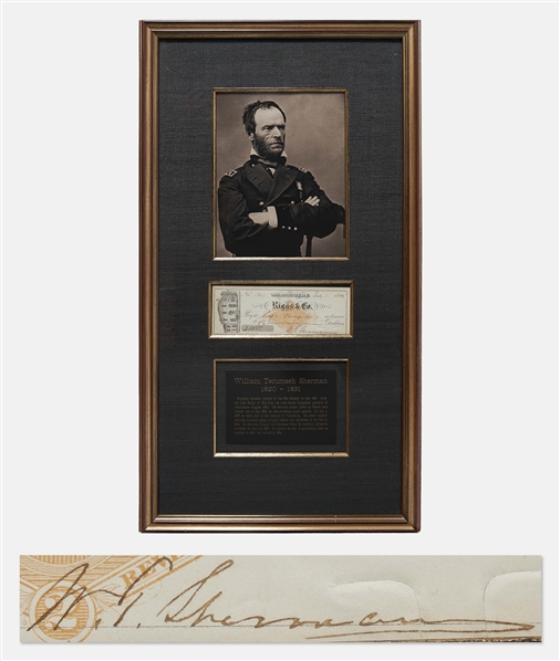 General William T. Sherman Check Signed