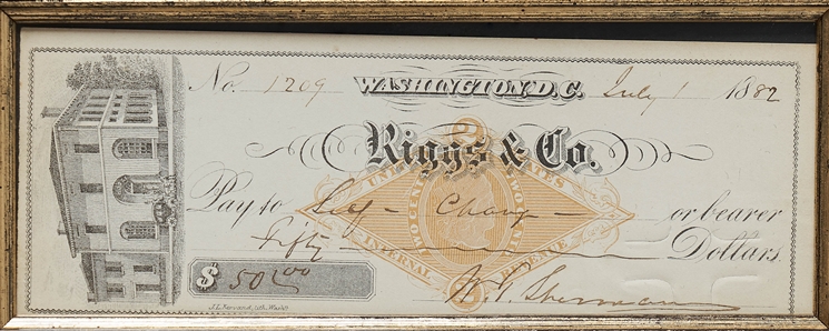 General William T. Sherman Check Signed