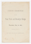Brooklyn Bridge Opening Ceremonies Program from 1883