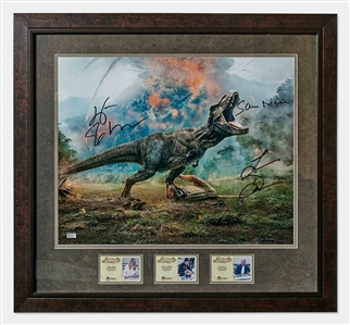 Jurassic Park Cast-Signed 20 x 16 Photo -- Signed by Sam Neill, Jeff Goldblum & Laura Dern