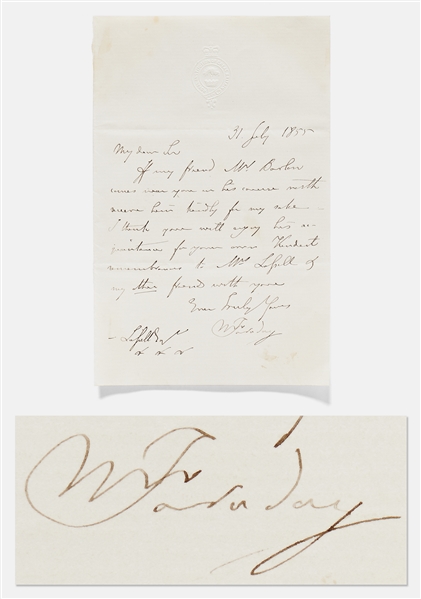 Michael Faraday Autograph Letter Signed to Astronomer William Lassell -- Faraday Introduces Fellow Scientist Peter Barlow