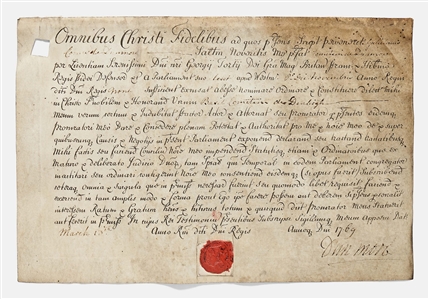Lord Dunmore Document Signed from 1769 Shortly Before His Royal Appointment as Governor of New York