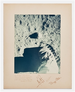 Apollo 11 Crew-Signed Photo Mat of Man's Footstep Upon the Moon -- With Steve Zarelli COA