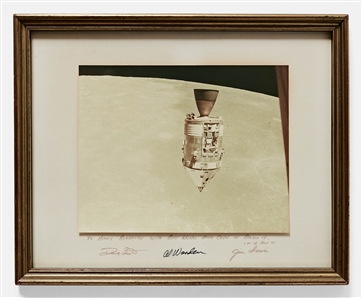 Apollo 15 Crew-Signed Mat from 1971 Displaying a Photograph of Endeavour