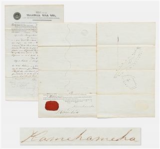 Hawaiian King Kamehameha III Signed Royal Patent from 1853 -- Granting Land in Hawaii