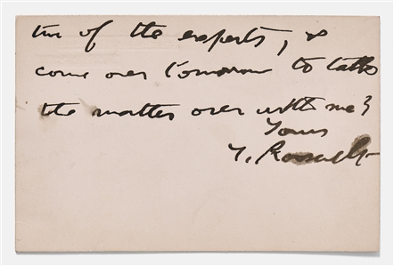 Theodore Roosevelt Autograph Note Signed on White House Card