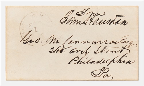 Sam Houston Free-Franked Mailing Envelope -- Exceptionally Bold Signature