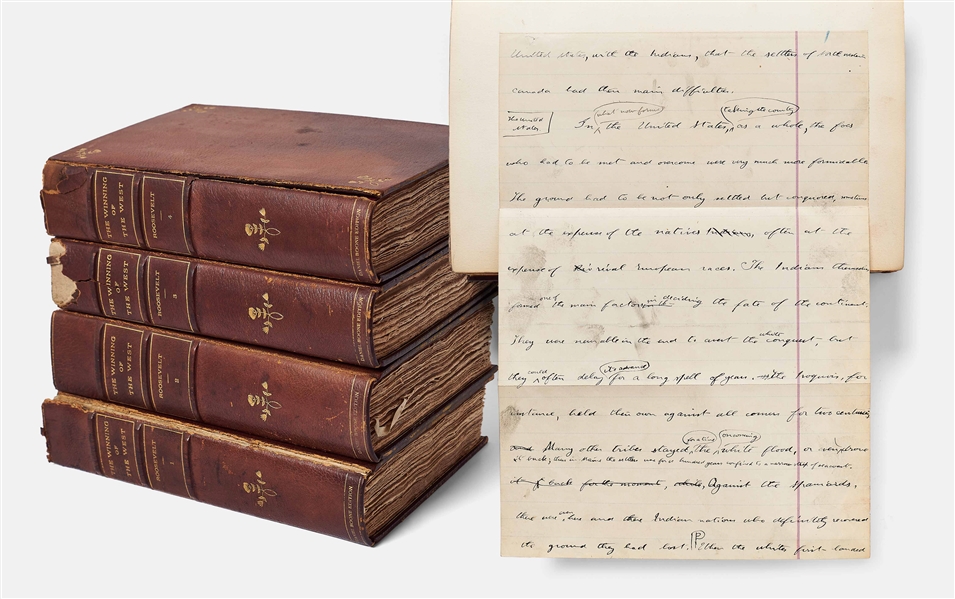 Theodore Roosevelt Handwritten Draft Manuscript from The Winning of the West Limited Edition -- Draft Contains the Words White Flood, the Most Controversial & Quoted Phrase in the Publication
