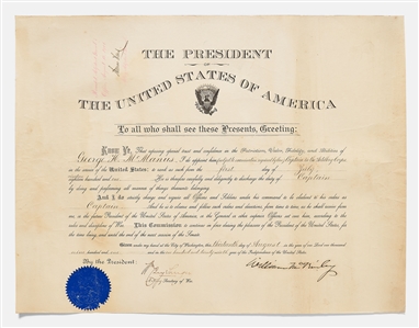 William McKinley Military Appointment Signed as President