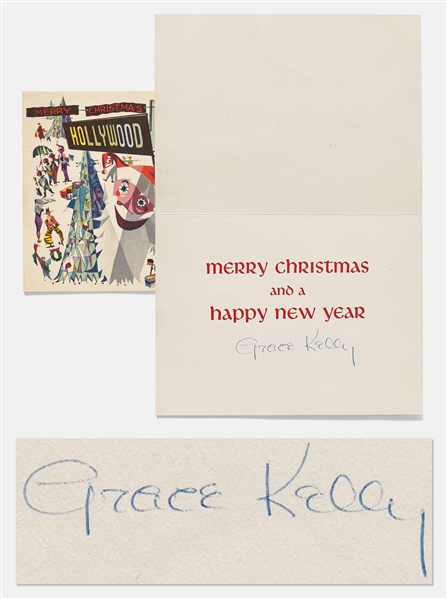 Grace Kelly Signed Christmas Card, Circa Mid-1950s -- Without Inscription