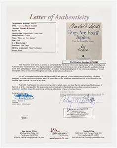 Charles Schulz Signed & Uninscribed First Edition of ''Dogs Are From Jupiter (Cats Are From The Moon)'' -- With JSA COA