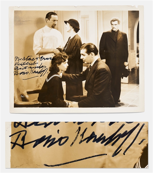 Boris Karloff Signed 10 x 8 Movie Still from The Invisible Ray -- Photo Features Karloff as Dr. Janos Rukh Staring at Bela Lugosi as Dr. Felix Benet