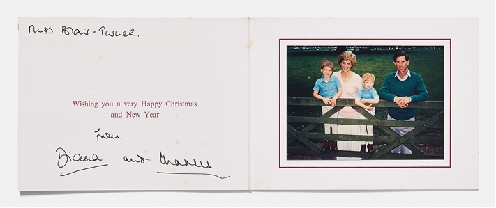 Princess Diana and Prince Charles Signed Christmas Card from 1988 -- Features Family Portrait with Princes William & Harry at Balmoral