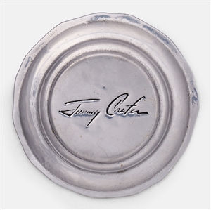 Jimmy Carter Personally Owned Wilton Armetale Plate -- With the Presidential Seal and Jimmy Carter's Engraved Signature