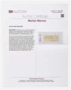 Marilyn Monroe Holograph Check Signed to Her Psychoanalyst in September 1953, the Year She Transformed Into Marilyn, the Movie Star