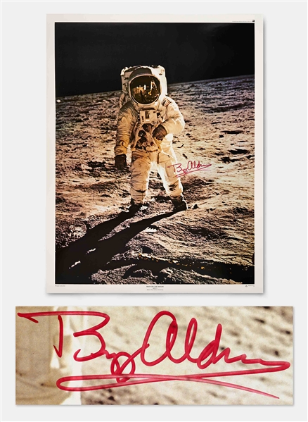 Buzz Aldrin Signed Visor Poster Measuring 22.5 x 29 -- With Zarelli COA