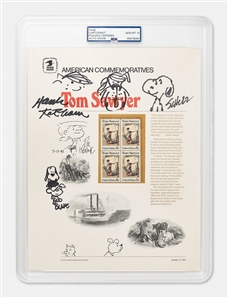 Charles Schulz Signed Sketch of Snoopy, Graded 10 by PSA -- Also with Hank Ketcham, Bill Keane & Bud Blake Signed Sketches