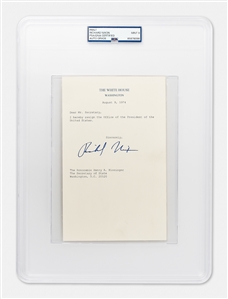 Richard Nixon Signed Souvenir Presidential Resignation -- Encapsulated by PSAEncapsulated by PSA with Nixons Signature Graded 9