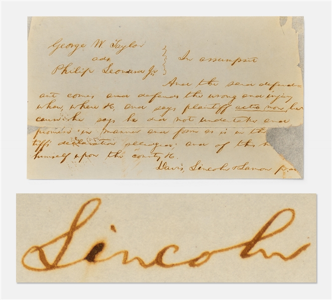 Abraham Lincoln Autograph Legal Manuscript Signed -- Almost 60 Words in Lincolns Hand