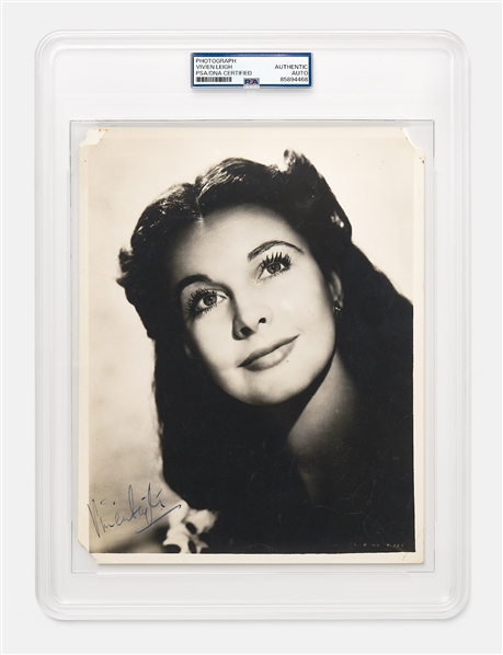 Vivien Leigh Signed 7.75 x 9.75 Photo as Scarlett OHara from Gone With the Wind -- Encapsulated by PSA & Without Inscription
