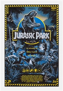 Jurassic Park Cast-Signed Poster -- Signed by Sam Neill, Laura Dern & Jeff Goldblum