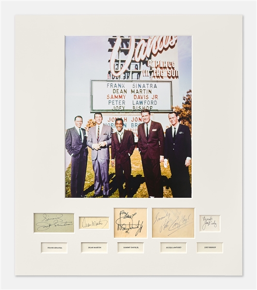 The Rat Pack Signed Display, Featuring the Signatures of All Five: Frank Sinatra, Dean Martin, Sammy Davis, Jr., Peter Lawford and Joey Bishop -- With PSA and JSA COAs