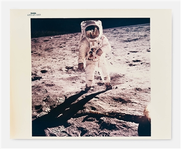 Apollo 11 Blue Number Visor Photo Showing Neil Armstrong Reflected in Buzz Aldrins Visor -- Printed on A Kodak Paper