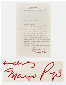 Mario Puzo Letter Signed from 1974 -- ...my mother was an extraordinary woman...