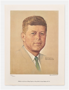 Norman Rockwell Signed Limited Edition Lithograph of John F. Kennedy -- Appeared as the Cover of ''The Saturday Evening Post'' in 1960