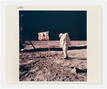 Apollo 11 Black Number Photo of Buzz Aldrin Standing on the Moon Next to the U.S. Flag -- Printed on A Kodak Paper