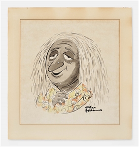 Large Artwork by Charles Addams of ''Grandmama Addams'' of the Addams Family -- Measures 16'' x 17''